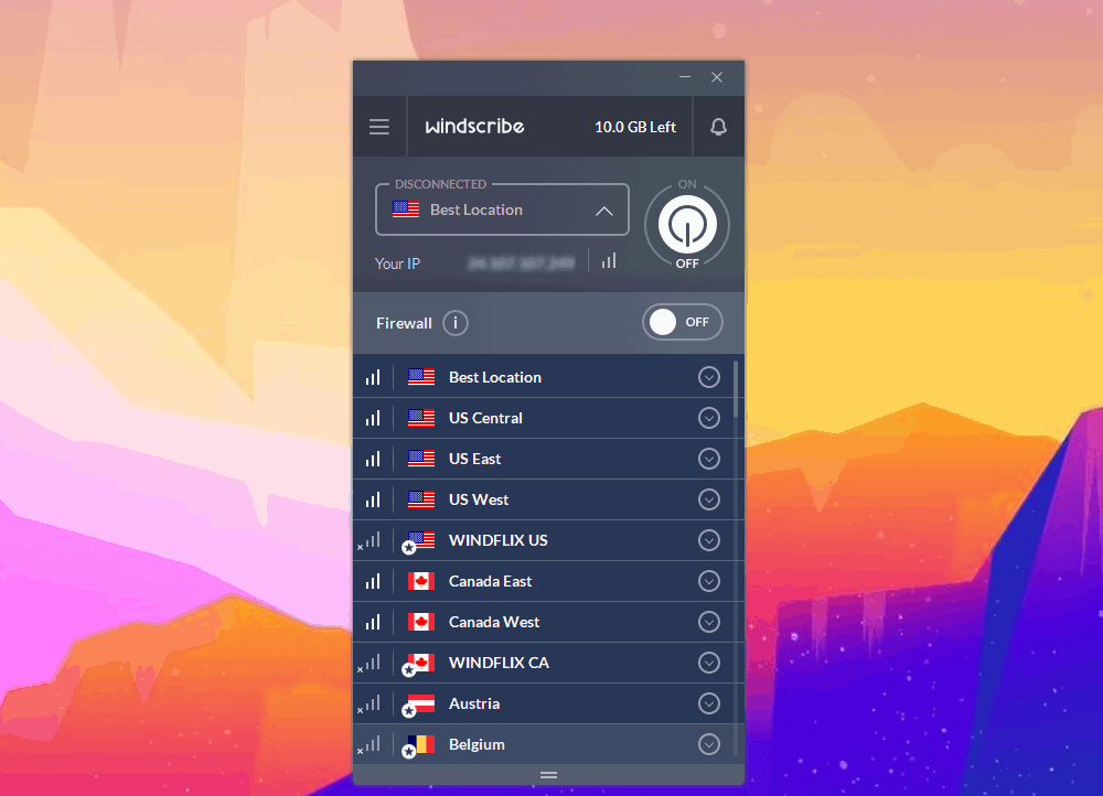 Windscrib VPN و نحوه استفاده از آن : به یک سرور متصل شوید